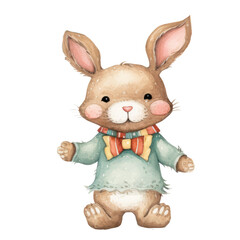 Fototapeta premium Clipart cute bunnies rabbit watercolor in circus white background Illustration isolated PNG 300 DPI