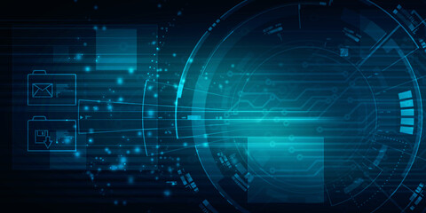 2d illustration Abstract futuristic electronic circuit technology background