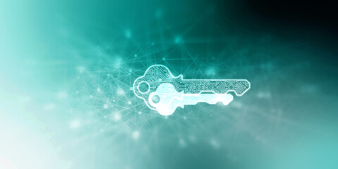 2d illustration digital abstract technology digital future cyber security key