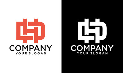 DH Logo. Vector Graphic Branding Letter Element.