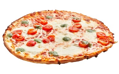  Delicious caprese italian pizza over isolated white background