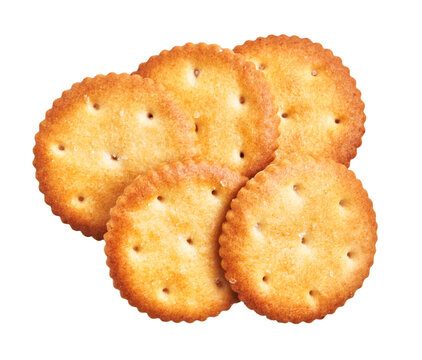  Delicious group of salty biscuits over isolated white background