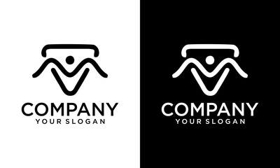 Letter M line People logo design. Linear creative minimal monochrome monogram symbol. Universal elegant vector sign design. Premium business logotype. Graphic alphabet symbol for corporate business