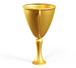 Golden champion cup isolated on white. Clipping path included 3d render