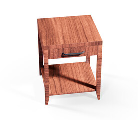 Interior with wooden side table 3d render