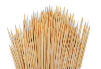 Wooden toothpicks isolated on white background