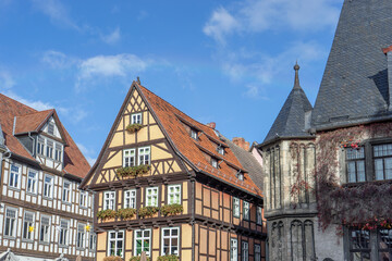 Half-timbered houses on the market square of Quedlinburg, Saxony-Anhalt, Germany