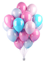 Pink and blue balloons isolated on transparent background