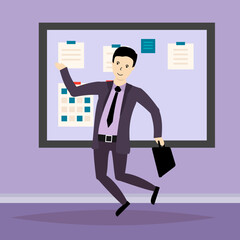 Infuse your designs with the playful spirit of youth in unexpected places with this charming illustration of a boy running joyfully within an office space. 