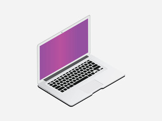 Macbook Laptop Cartoon Style Isometric Vector Illustration