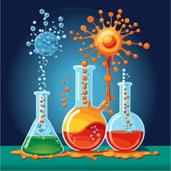 Chemical reaction. Science and chemistry icon. Vector illustration.
