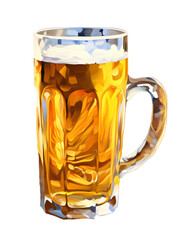 Tulip pint glass of fresh delicious golden-colored beer with cap of foam isolated isolated on transparent background