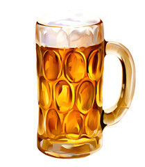 Tulip pint glass of fresh delicious golden-colored beer with cap of foam isolated isolated on transparent background - obrazy, fototapety, plakaty