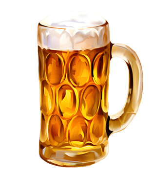 Tulip Pint Glass Of Fresh Delicious Golden-colored Beer With Cap Of Foam Isolated Isolated On Transparent Background