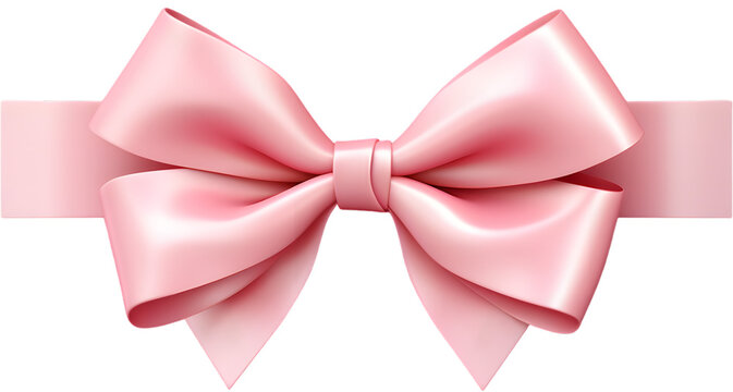 Pink bow isolated on transparent background