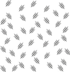 outline wheat spikelets seamless pattern, design of print, wrapping paper, packaging on theme of bakery products, flour, harvest vector art.