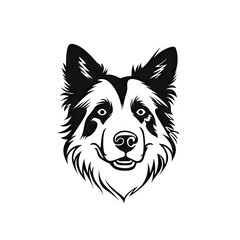 Scottish Shepherd Icon, Dog Black Silhouette, Puppy Pictogram, Pet Outline, Scottish Shepherd Symbol