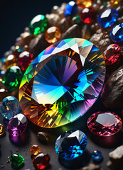 Fototapeta premium Rainbow holographic crystal gem