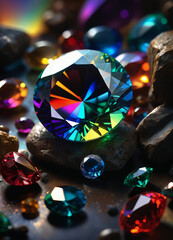 Rainbow holographic crystal gem