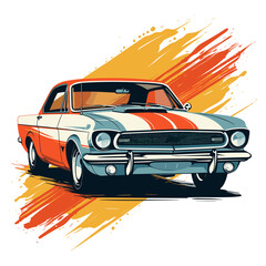 Old car illustration, isolated on transparent background.