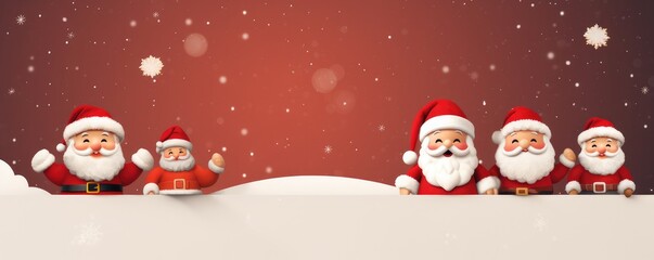 Santa Claus illustration in winter snowing landscape, minimalism panorama. Generative Ai.