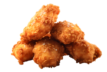 Fried chicken pieces isolated on transparent background
