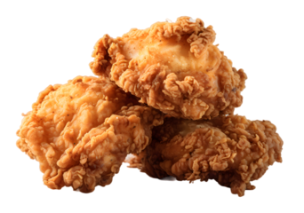 Fried chicken pieces isolated on transparent background