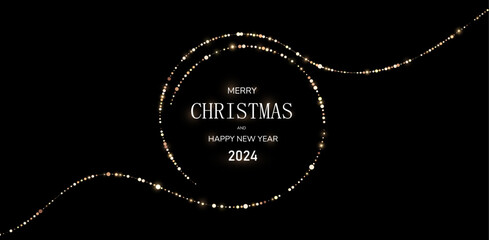 Discount Merry Christmas Sale modern discount banner. Banner garland glitter, black friday sale. Beautiful holiday flyer template. Blank space for text, copy.	
