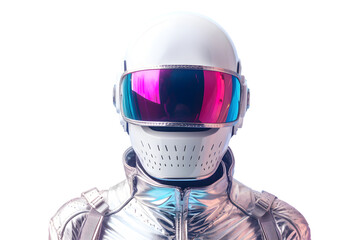 Space man in glowing helmet isolated on transparent background