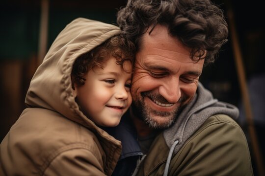 La magia del amor paternal: Primer plano de una escena emotiva entre padre e hijo. Dia del Padre. 