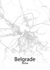Belgrade Serbia minimalist map