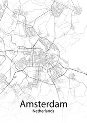 Amsterdam Netherlands minimalist map - obrazy, fototapety, plakaty