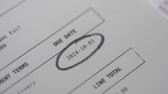 Closeup on Due Date Reminder  on a Document