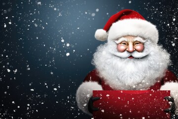 Santa Claus is holding kids wish list with copy space, christmas concept. Generative Ai.