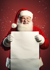 Santa Claus is holding kids wish list with copy space, christmas concept. Generative Ai.