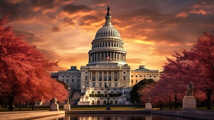 United States Capitol building icon in Washington DC isolated on white background - obrazy, fototapety, plakaty