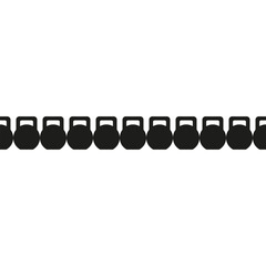 Fototapeta premium Long row of sports kettlebell. Seamless repeating pattern. Vector silhouettes.