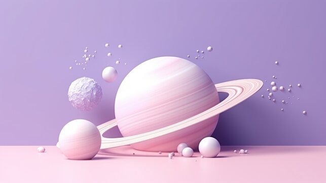  an image of a group of planets on a purple and pink background with bubbles coming out of the top of the planets and the bottom half of the planet in the foreground.