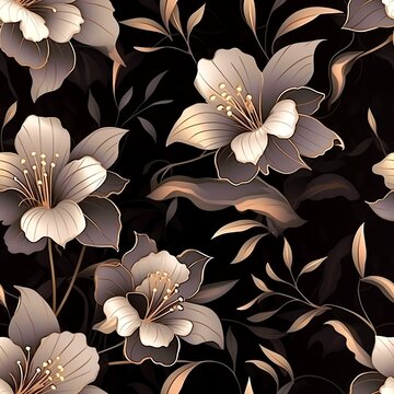Floral Seamless Patterns. Renaissance. Elegant designs with flowers. AI Generated.