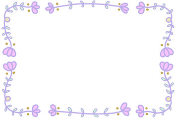 紫の花フレームポストカード