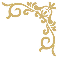 rich gold vintage baroque corner decorated in retro antique style acanthus Filigree typography decorative design You can use it for wedding decoration of greeting cards and laser cutting.