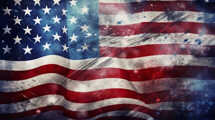 The United States close up flag on a grunge backdrop, ideal as a background for 4th of July celebrations.