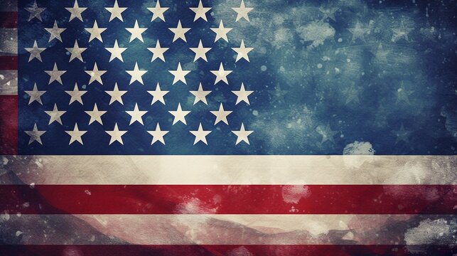 The United States close up flag on a grunge backdrop, ideal as a background for 4th of July celebrations.