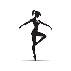 Fototapeta na wymiar Fitness Journey Unveiled: Gym Girl's Silhouette in Dynamic Poses, Telling the Story of Strength and Vitality, Monochromatic Scenes with Bold Contrast