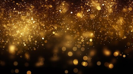 Abstract background. Blurred bokeh dark background golden, Christmas and New Year holiday