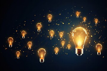 Light Bulbs on Black Background, Simplifying the Complex, Confusion Clarity, Idea Concept - obrazy, fototapety, plakaty