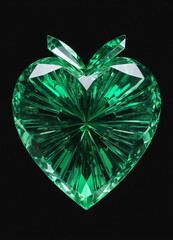 Fototapeta premium Crystal emerald green heart on the black background