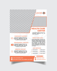  Medi health flyer template, hospital flyer layout, clinic flyer leaflet A4 size vector illustration