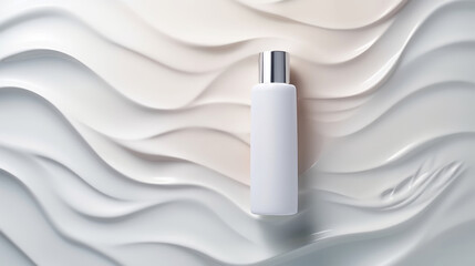 cosmetic makeup bottle lotion serum cream product with beauty fashion skincare healthcare mockup white water fresh background,  product with beauty fashion skincare healthcare mockup - obrazy, fototapety, plakaty