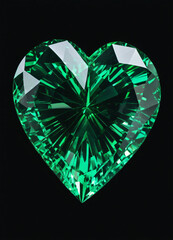 Fototapeta premium Crystal emerald green heart on the black background
